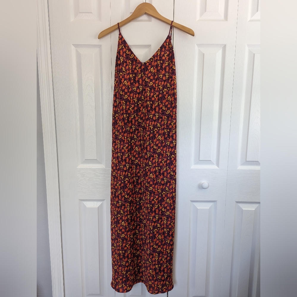 Zara Satin Floral Dress Size L
